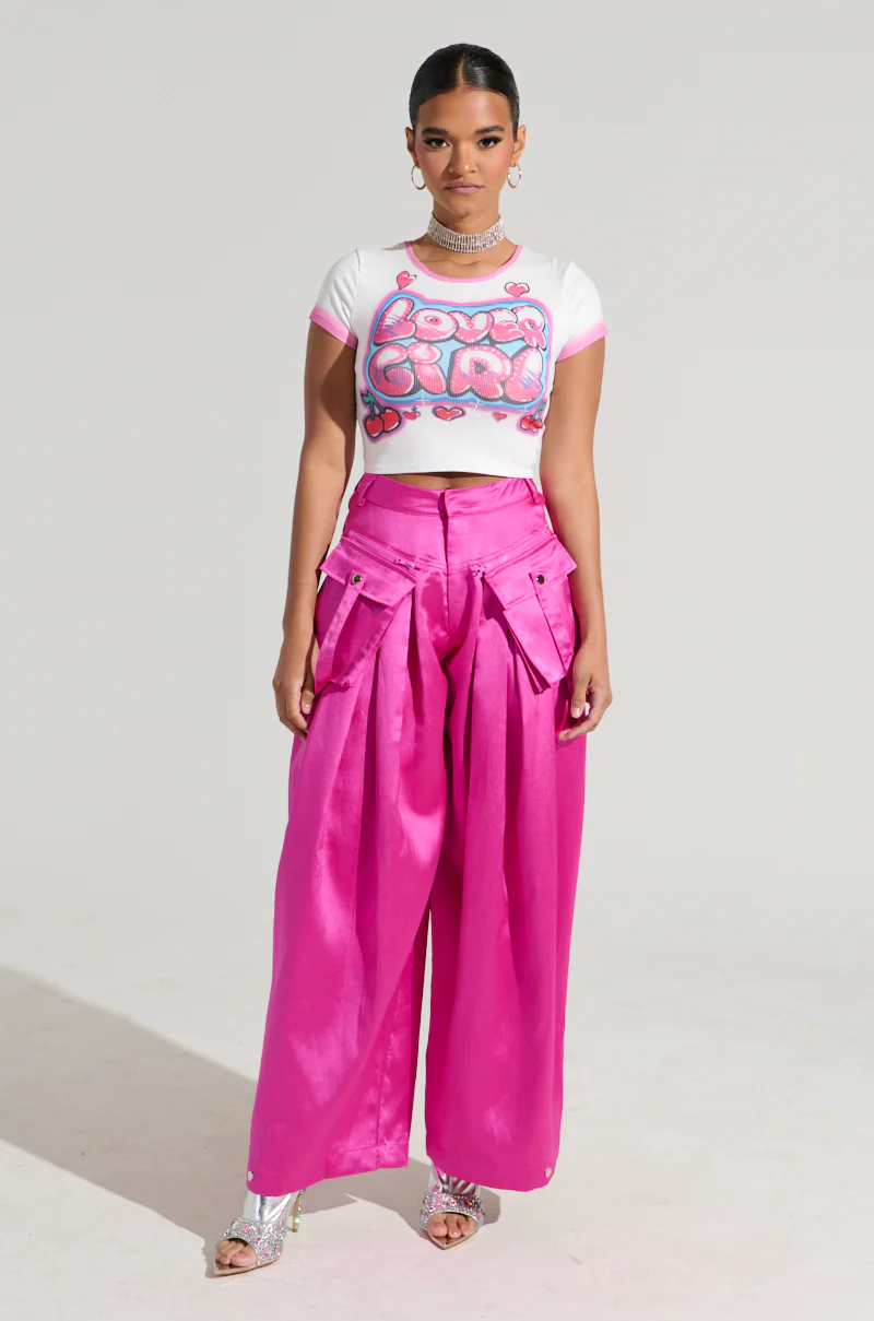 A MOMENT APART WIDE LEG TROUSER WITH POCKETS IN PINK - Image 7