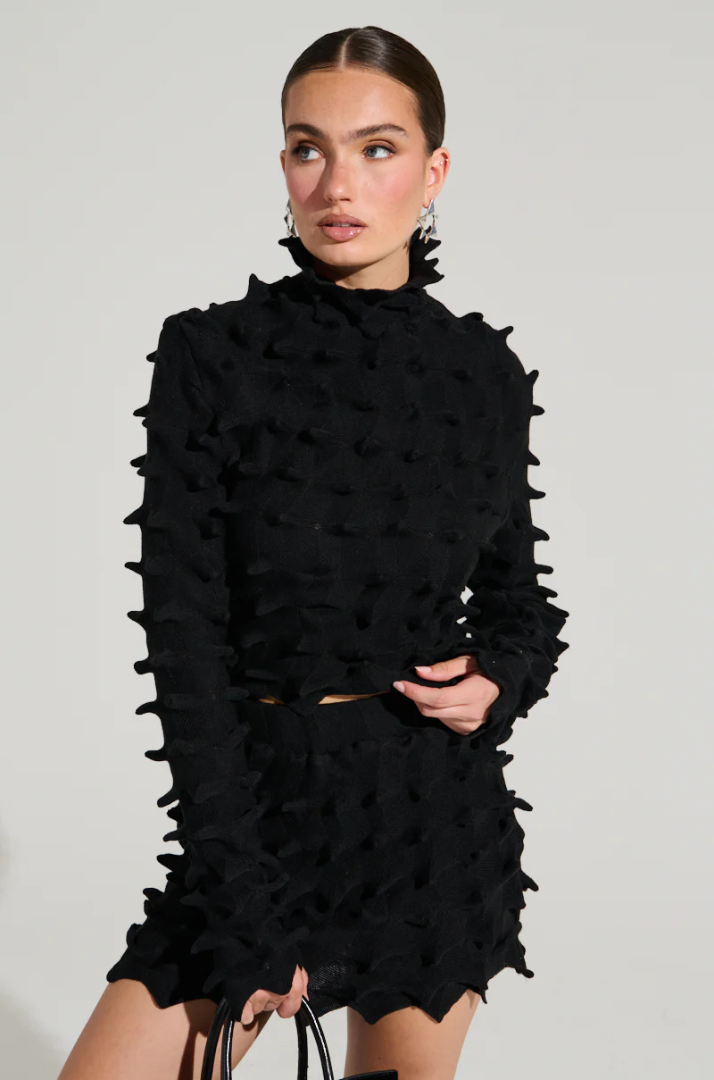 ABSTRACT ART TEXTURED KNIT LONG SLEEVE TOP - Image 2