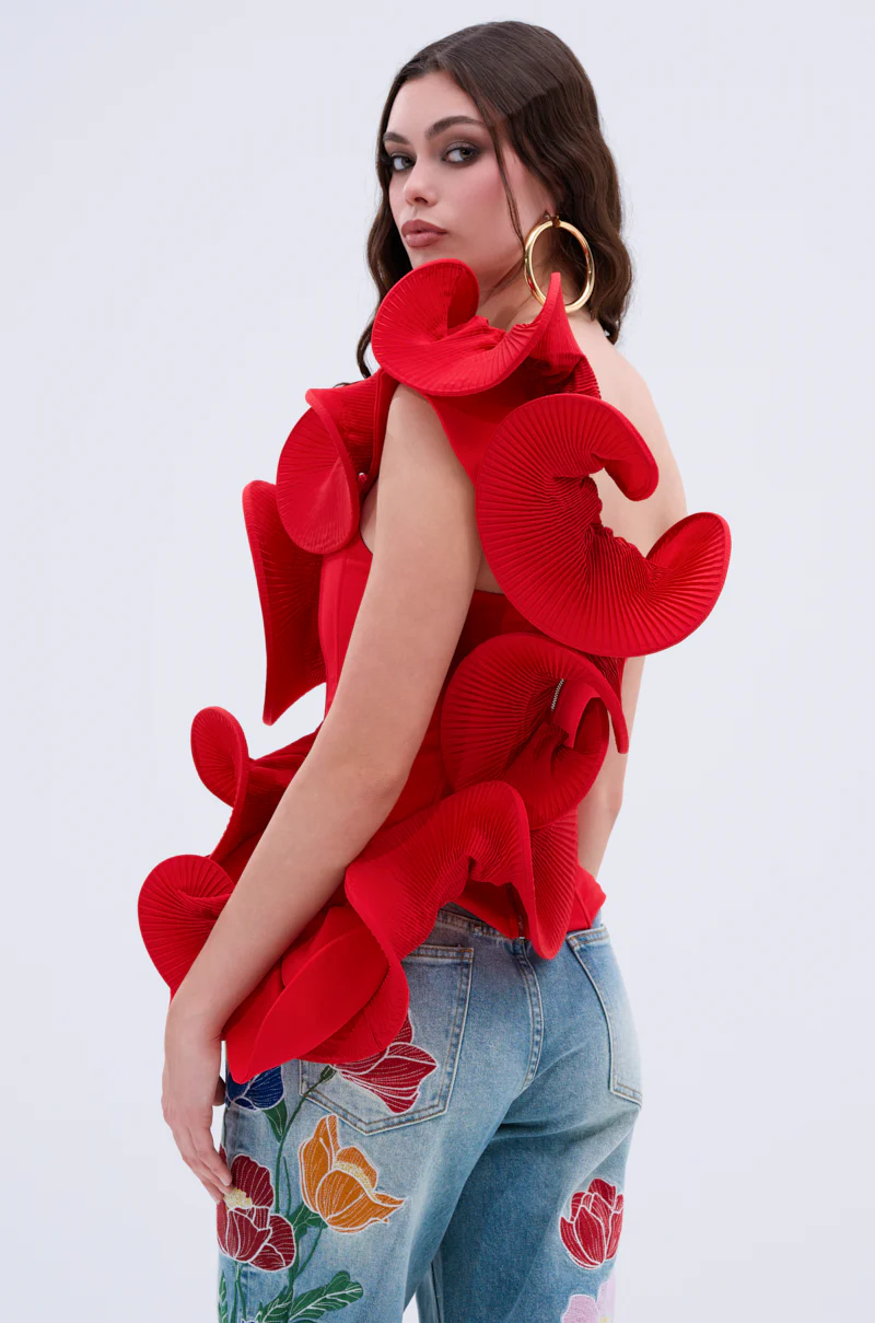 ABSTRACT RUFFLE OFF THE SHOULDER BLOUSE - Image 5