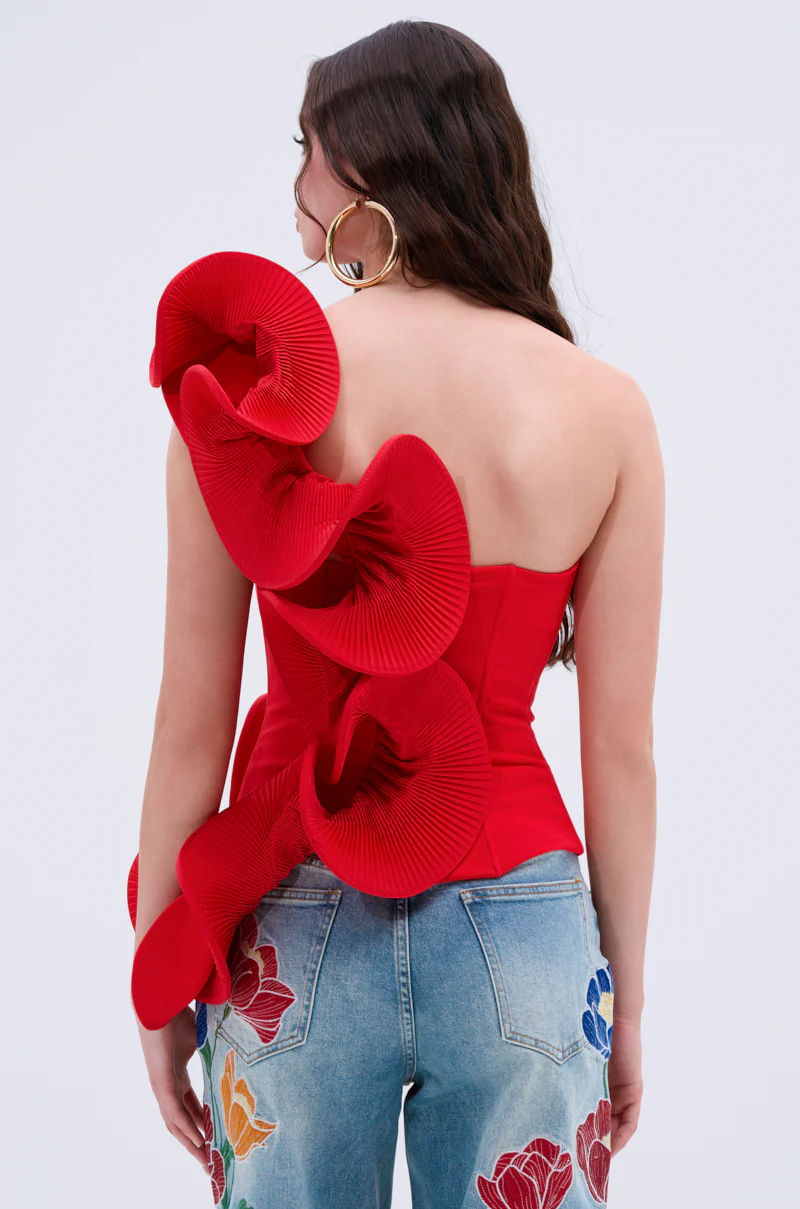 ABSTRACT RUFFLE OFF THE SHOULDER BLOUSE - Image 6