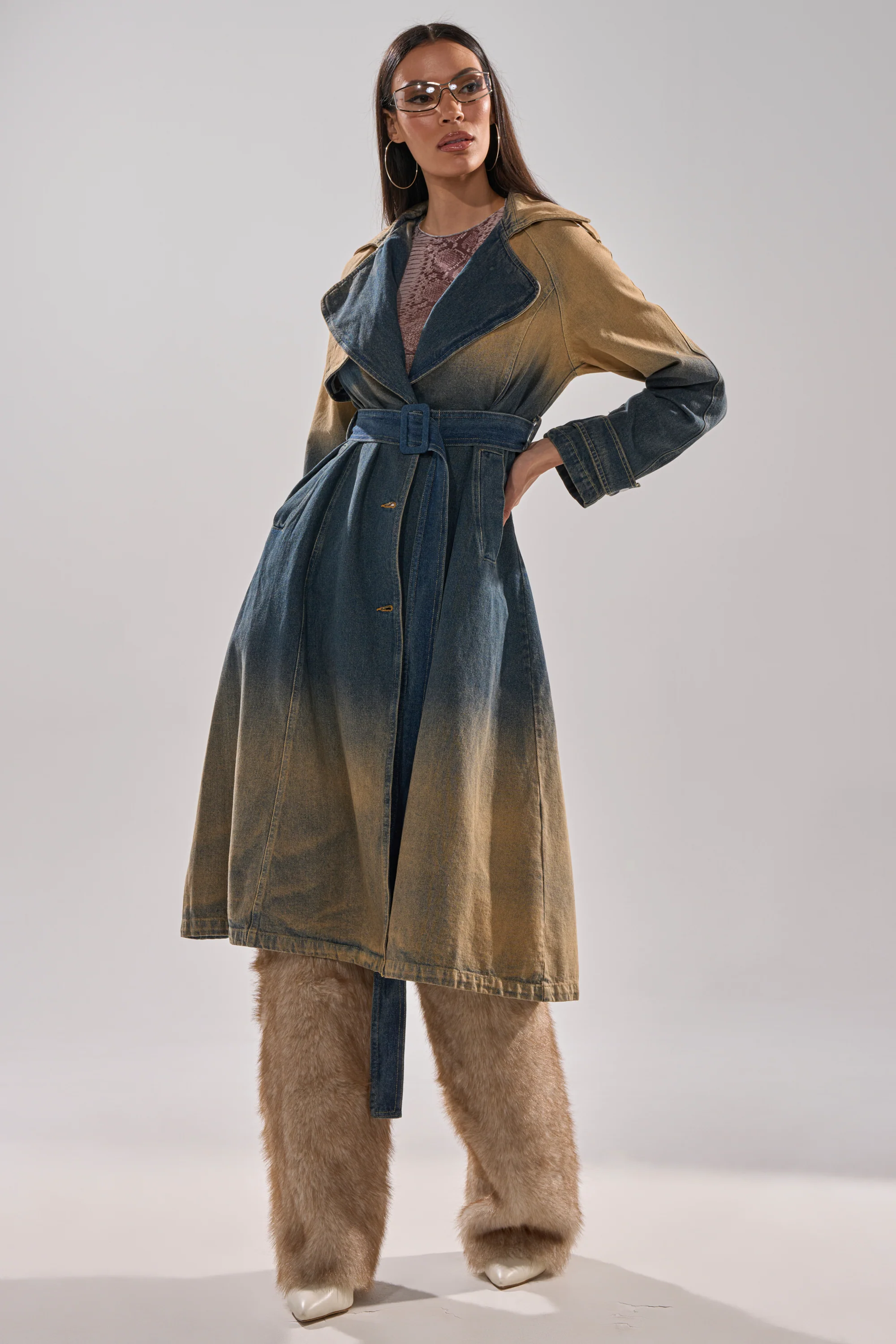ACID WASHED DENIM TRENCH - Image 5