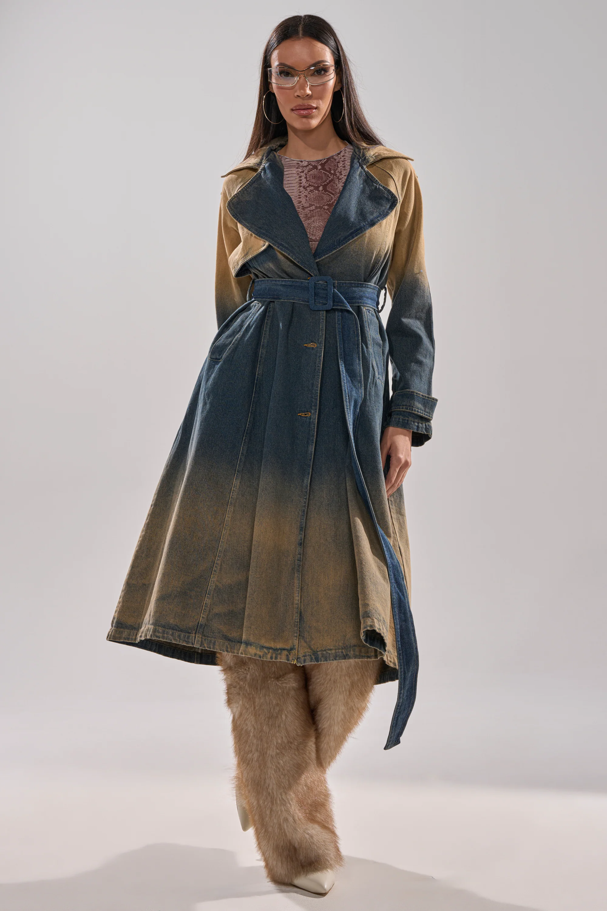 ACID WASHED DENIM TRENCH - Image 6