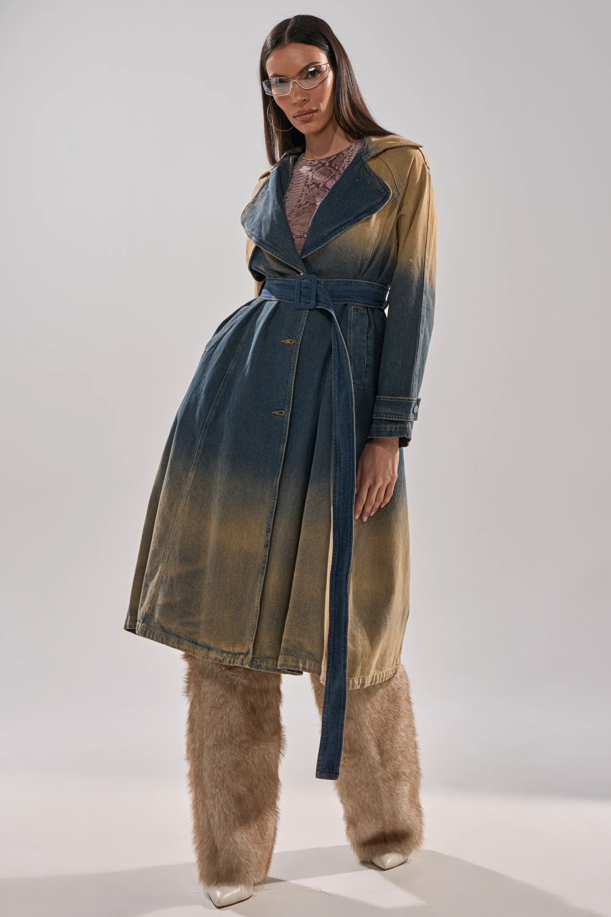 ACID WASHED DENIM TRENCH - Image 8