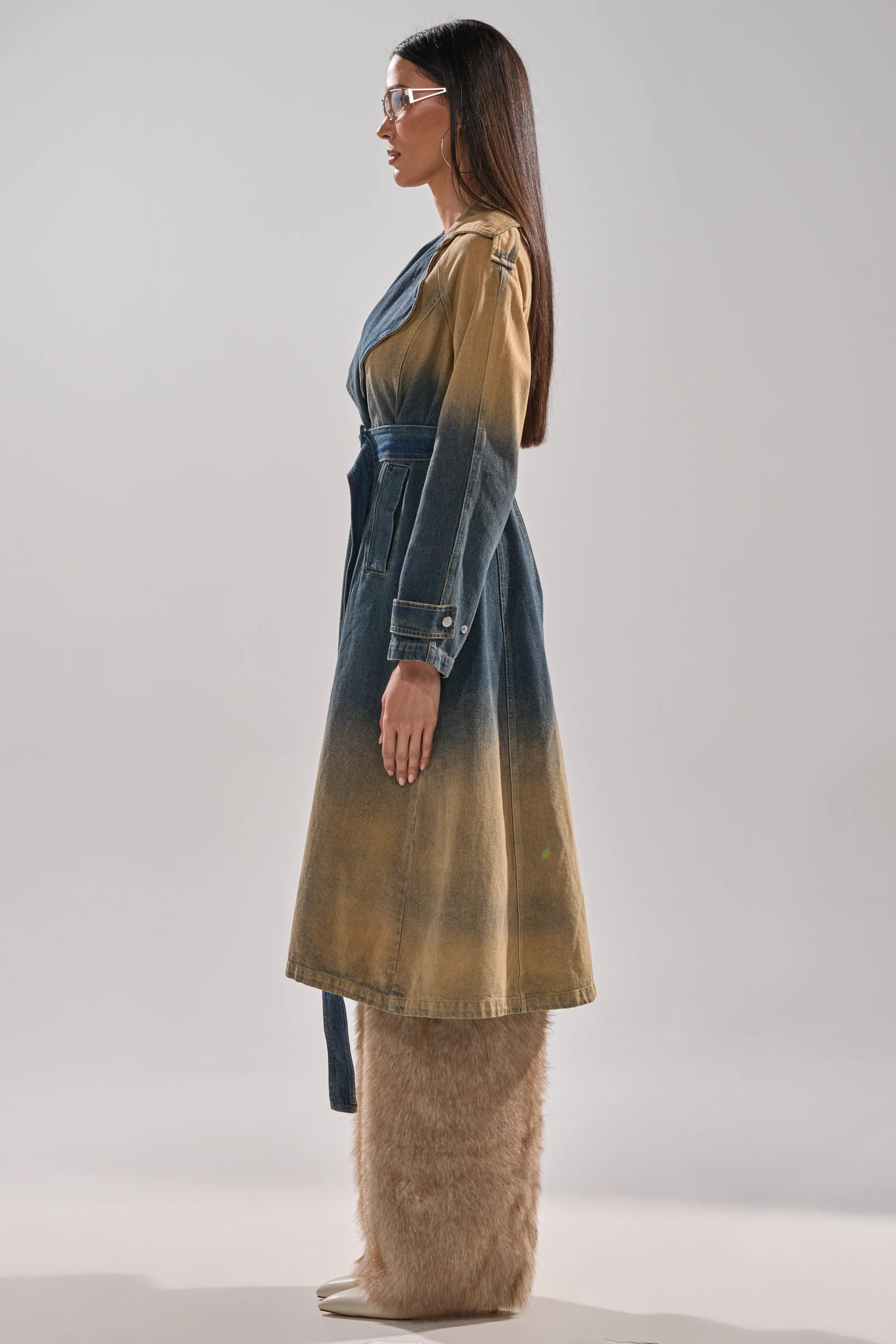 ACID WASHED DENIM TRENCH - Image 9