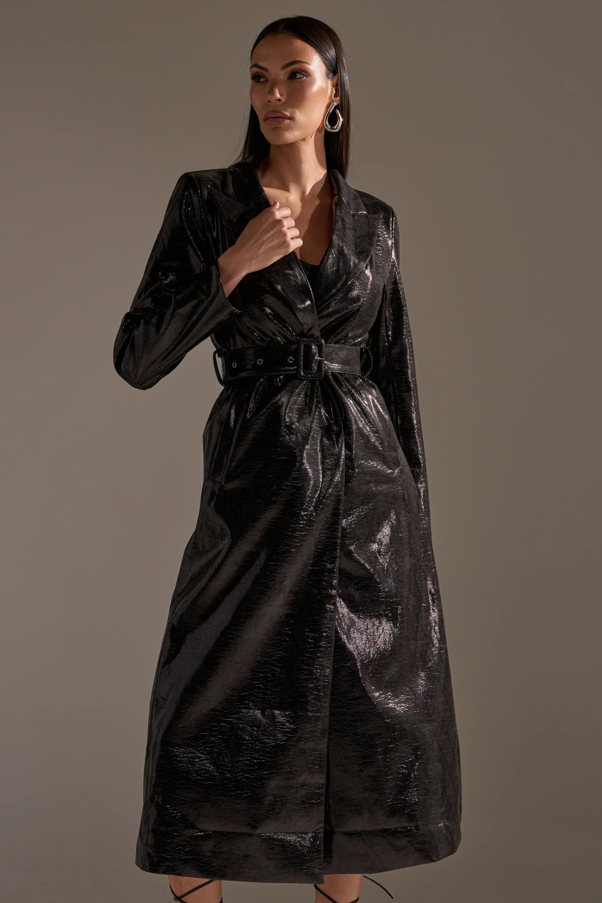 ACQUIRED TASTE FAUX LEATHER TRENCH - Image 2