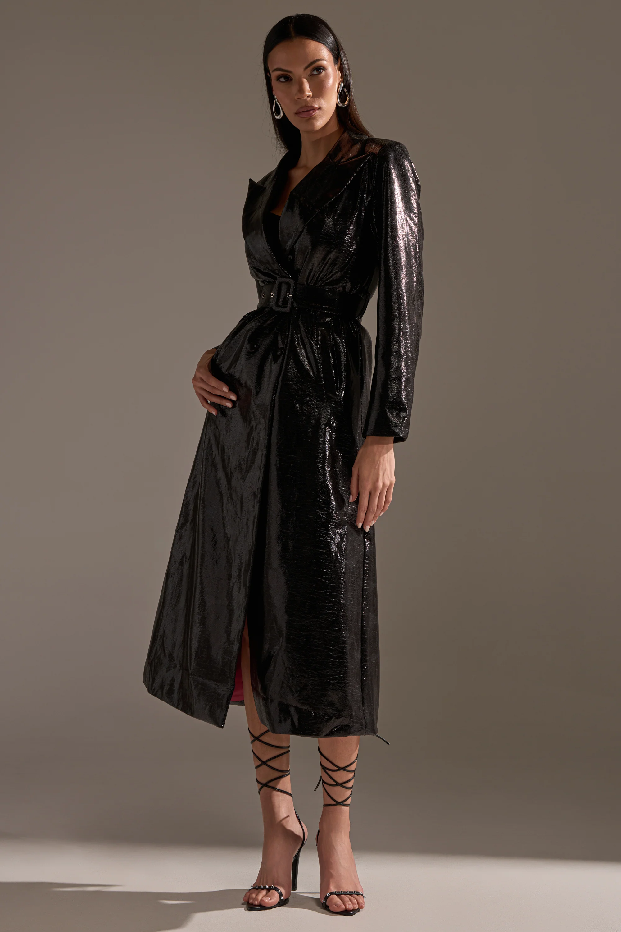 ACQUIRED TASTE FAUX LEATHER TRENCH - Image 3