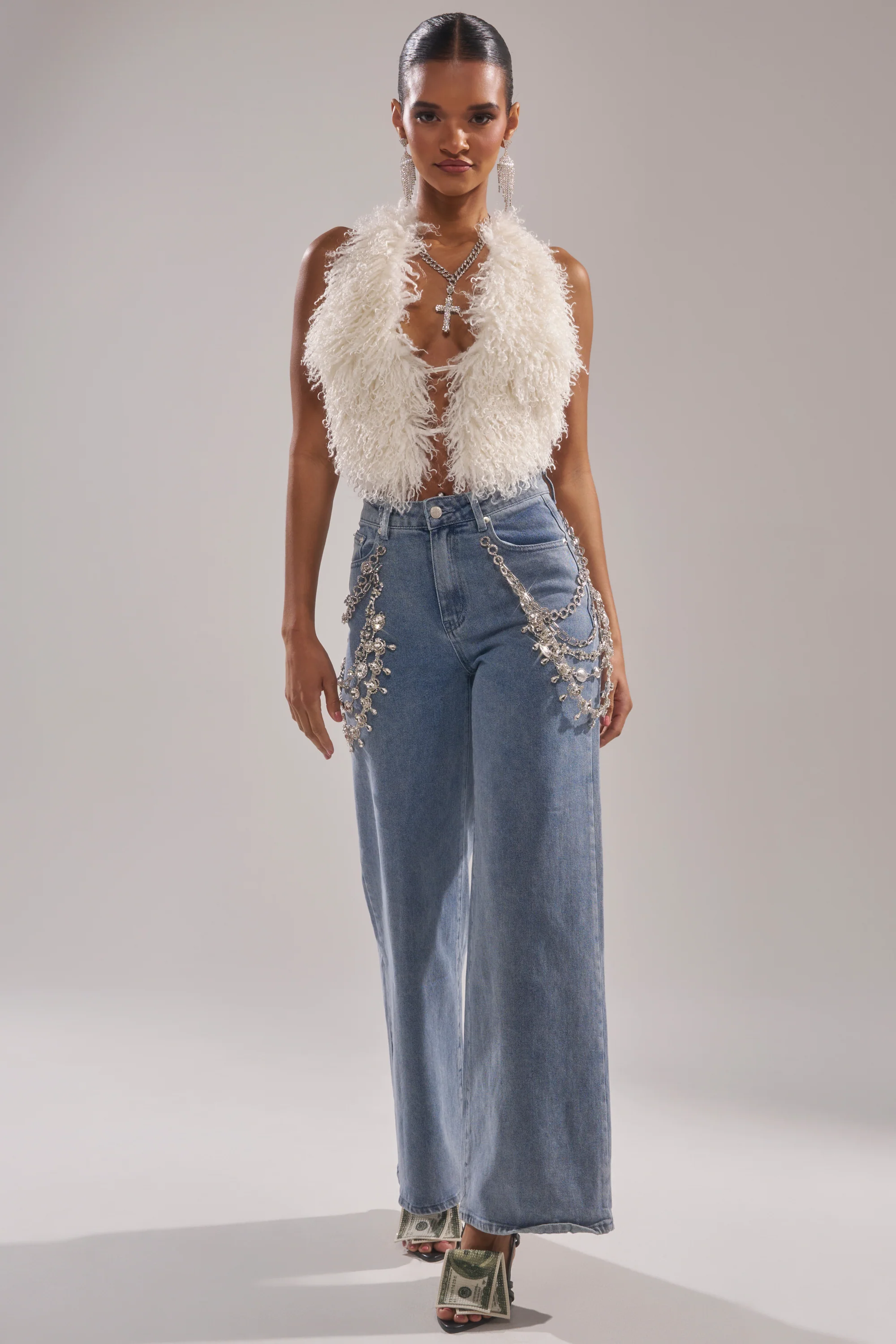 ACT UP FUR BLOUSE IN WHITE - Image 7