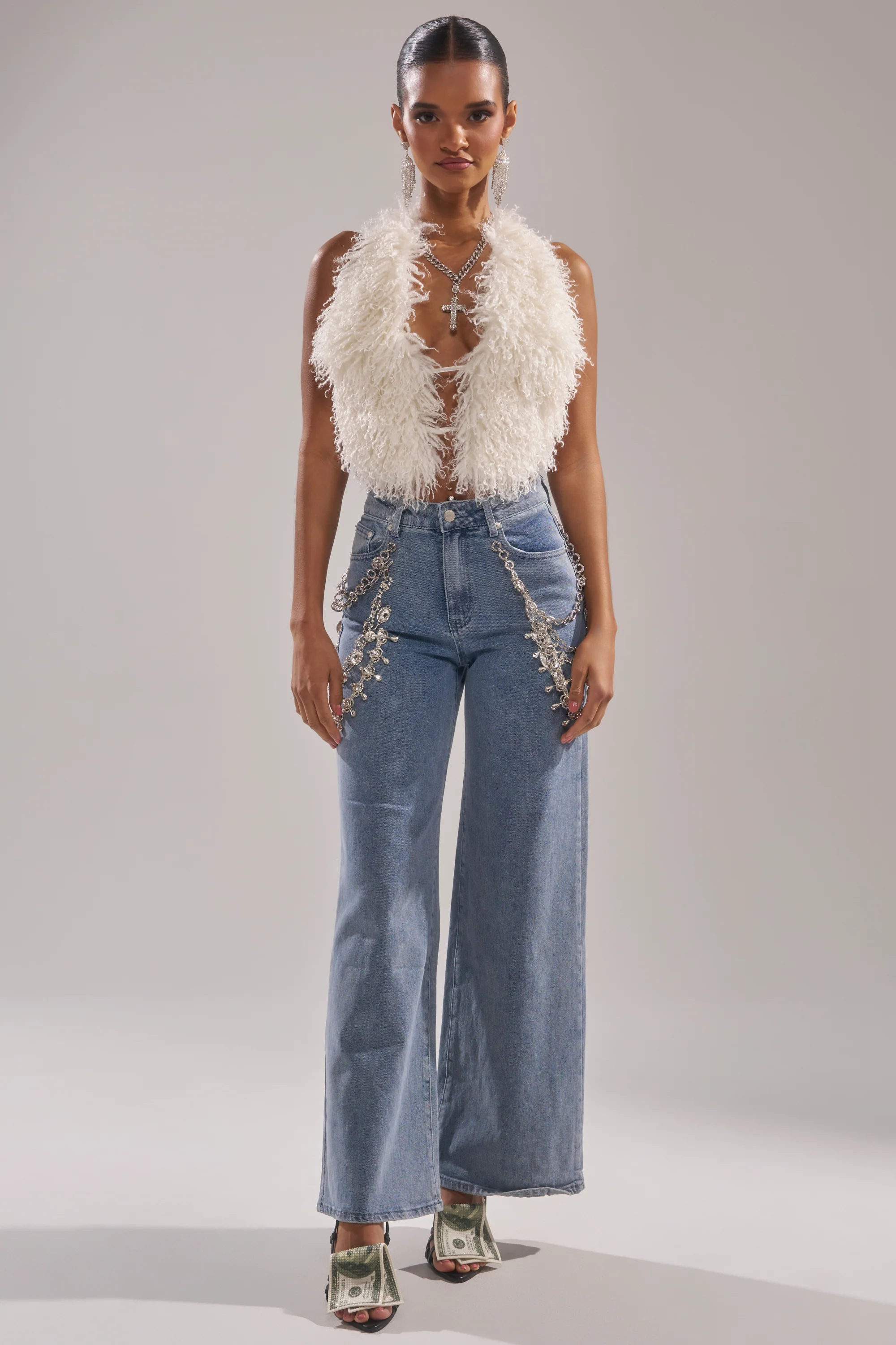 ACT UP FUR BLOUSE IN WHITE - Image 8