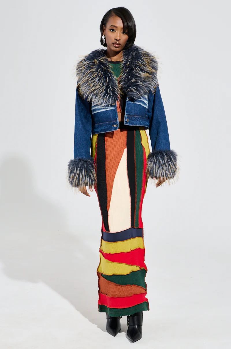 AD ASTRA FUR TRIM JACKET IN DARK BLUE DENIM - Image 6