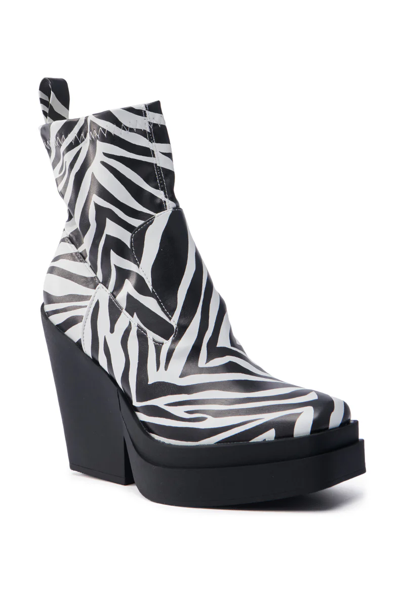 AKI ZEBRA PU CHUNKY BOOTIE - Image 3