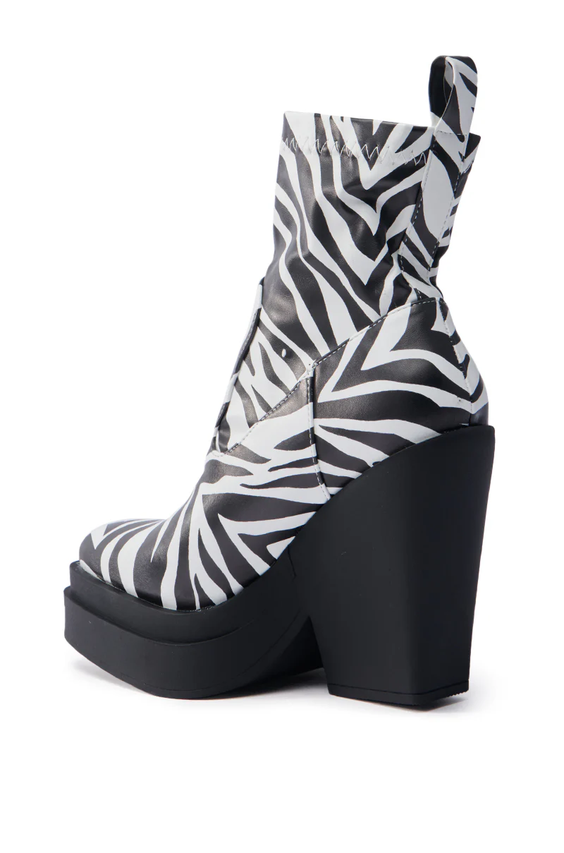AKI ZEBRA PU CHUNKY BOOTIE - Image 4