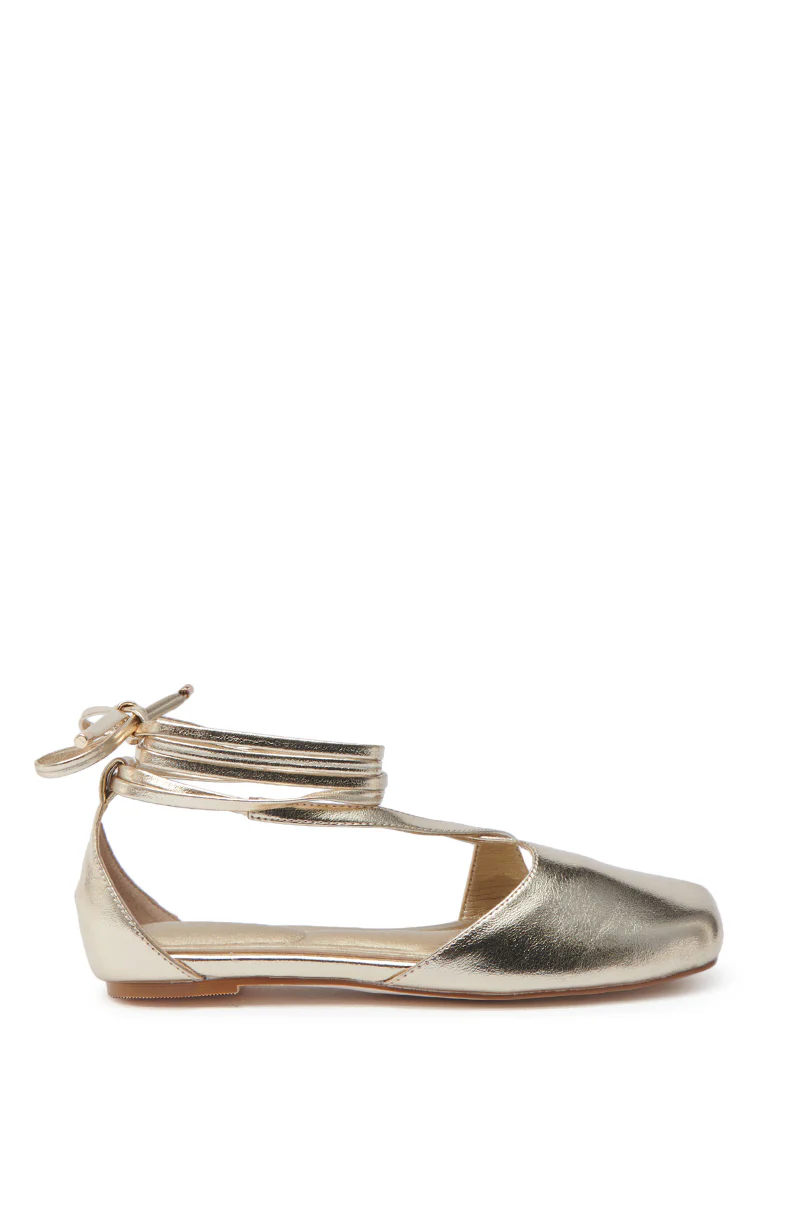 AKIRA AULORA GOLD FLAT SANDAL WITH PEEP TOE - Image 4