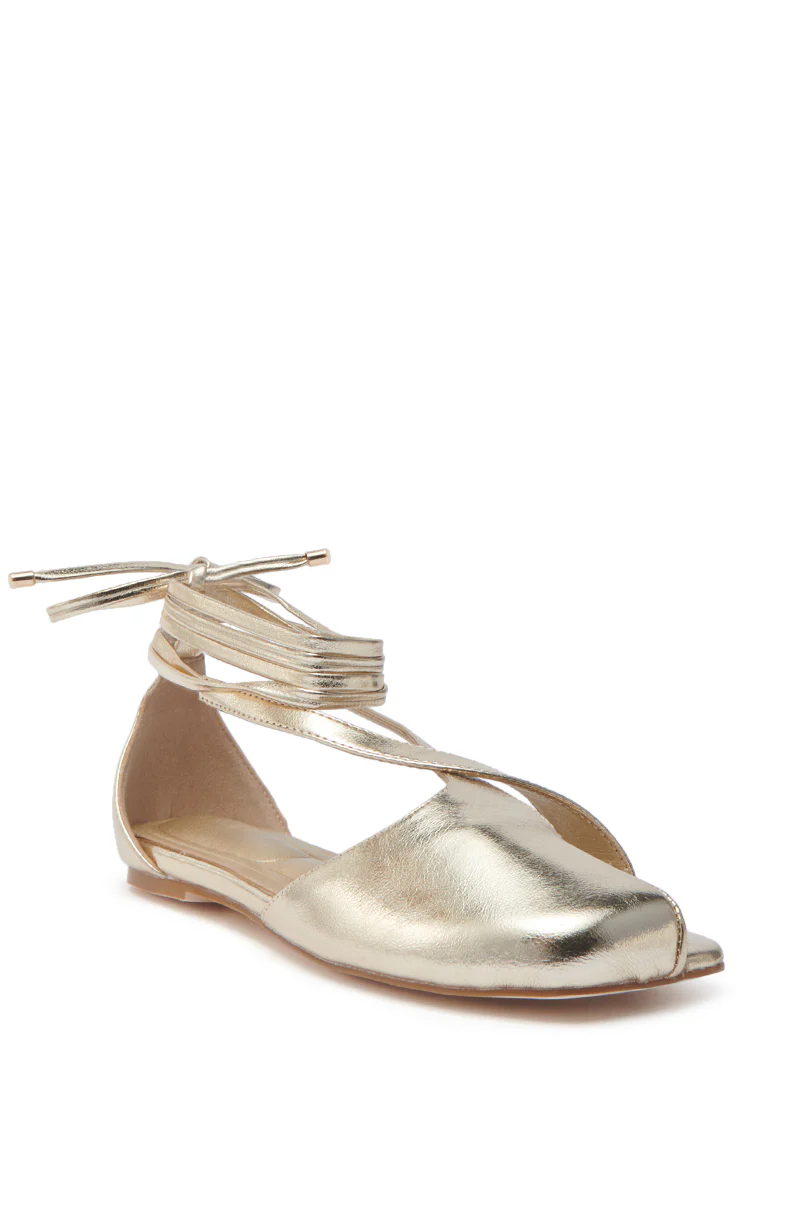 AKIRA AULORA GOLD FLAT SANDAL WITH PEEP TOE - Image 5