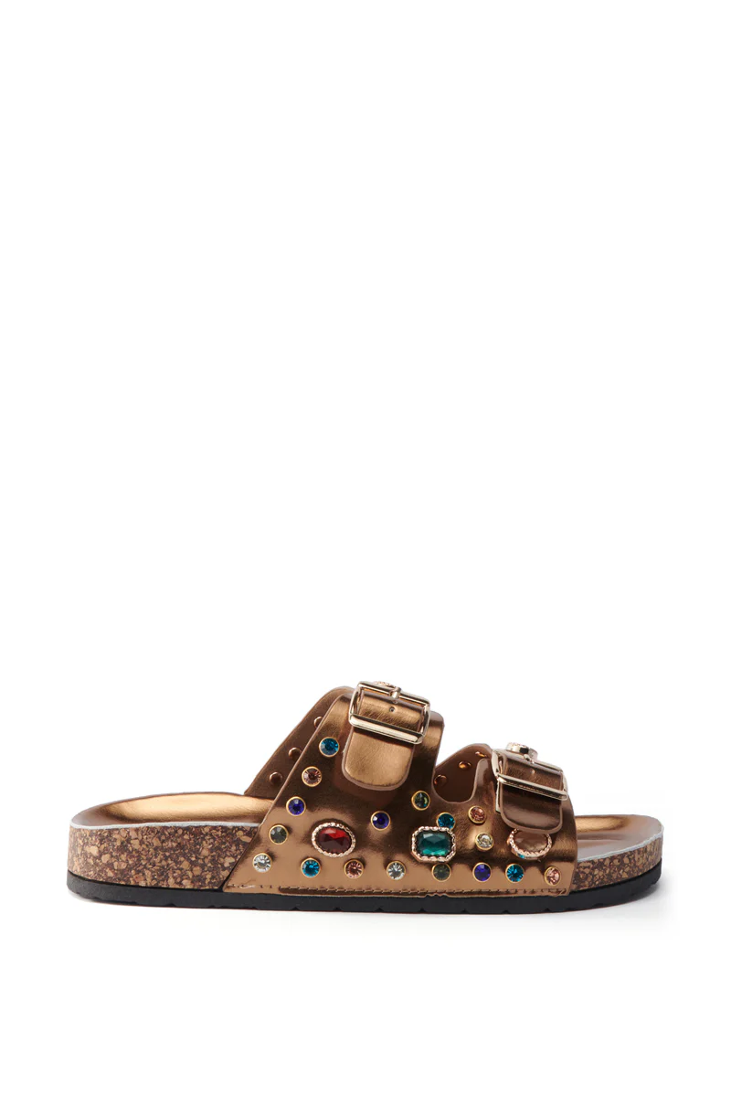 AKIRA BAYLEAVES BRONZE SLIP ON FLAT SANDAL - Image 4