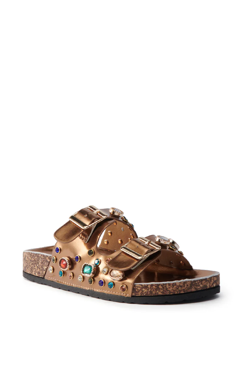 AKIRA BAYLEAVES BRONZE SLIP ON FLAT SANDAL - Image 5