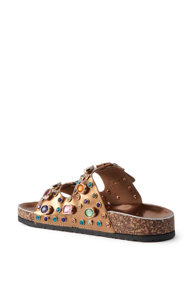 AKIRA BAYLEAVES BRONZE SLIP ON FLAT SANDAL - Image 6