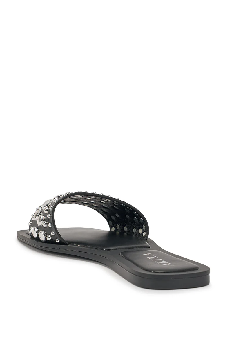 AKIRA DEVORA BLACK HARDWARE EMBELLISHED FLAT SLIP ON SANDAL - Image 7