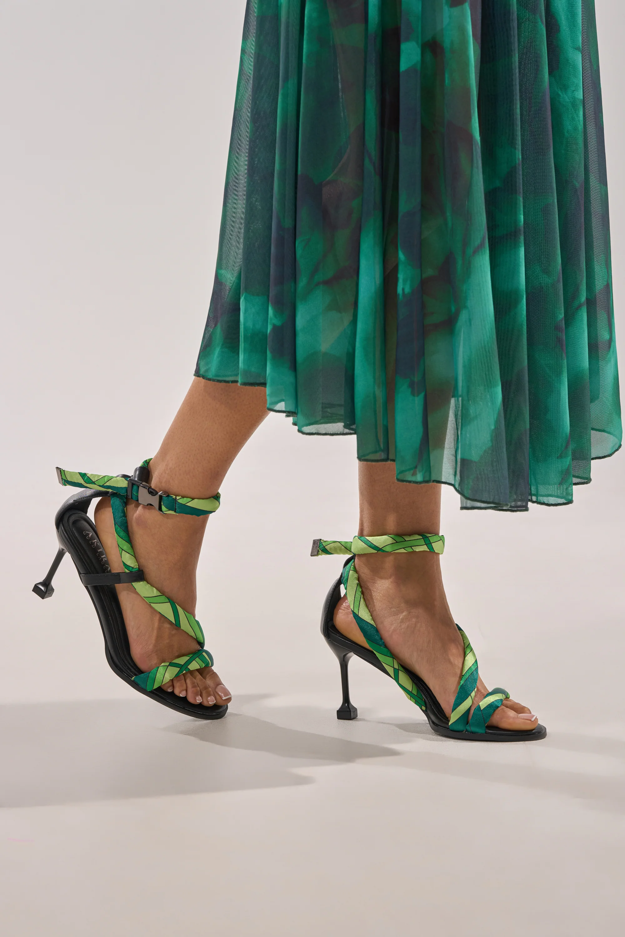 AKIRA GOLD ABSTRACT PRINT PU STILETTO SANDAL - Image 4