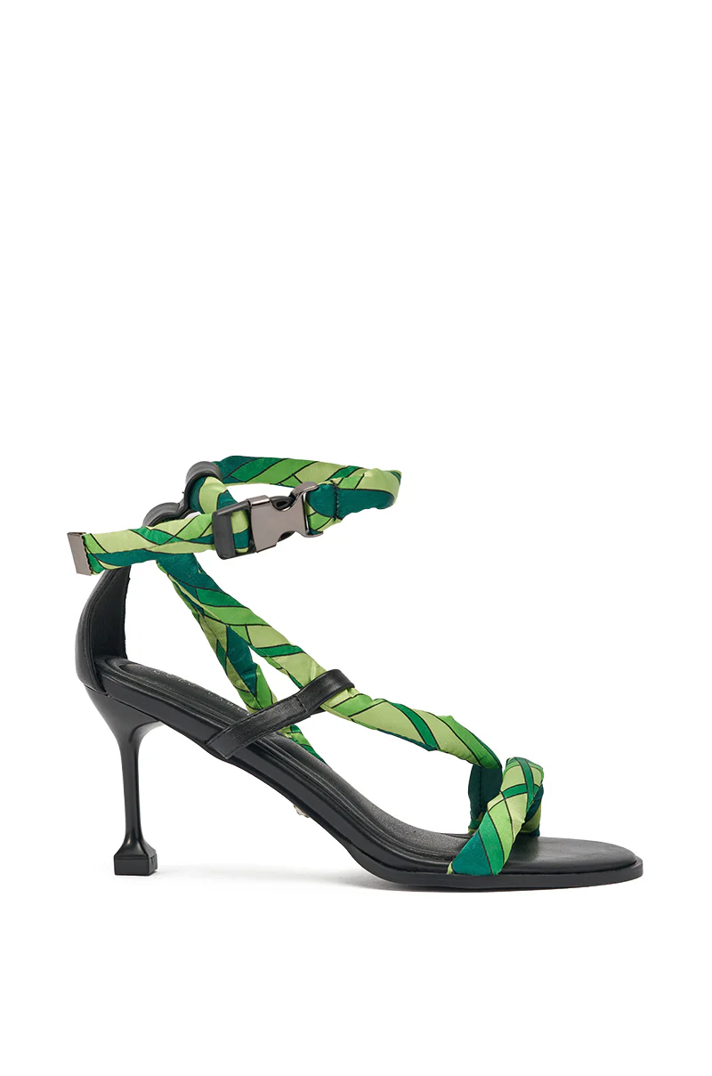 AKIRA GOLD ABSTRACT PRINT PU STILETTO SANDAL - Image 6