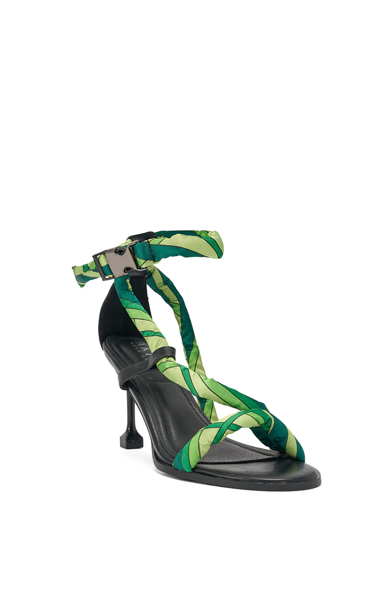 AKIRA GOLD ABSTRACT PRINT PU STILETTO SANDAL - Image 7