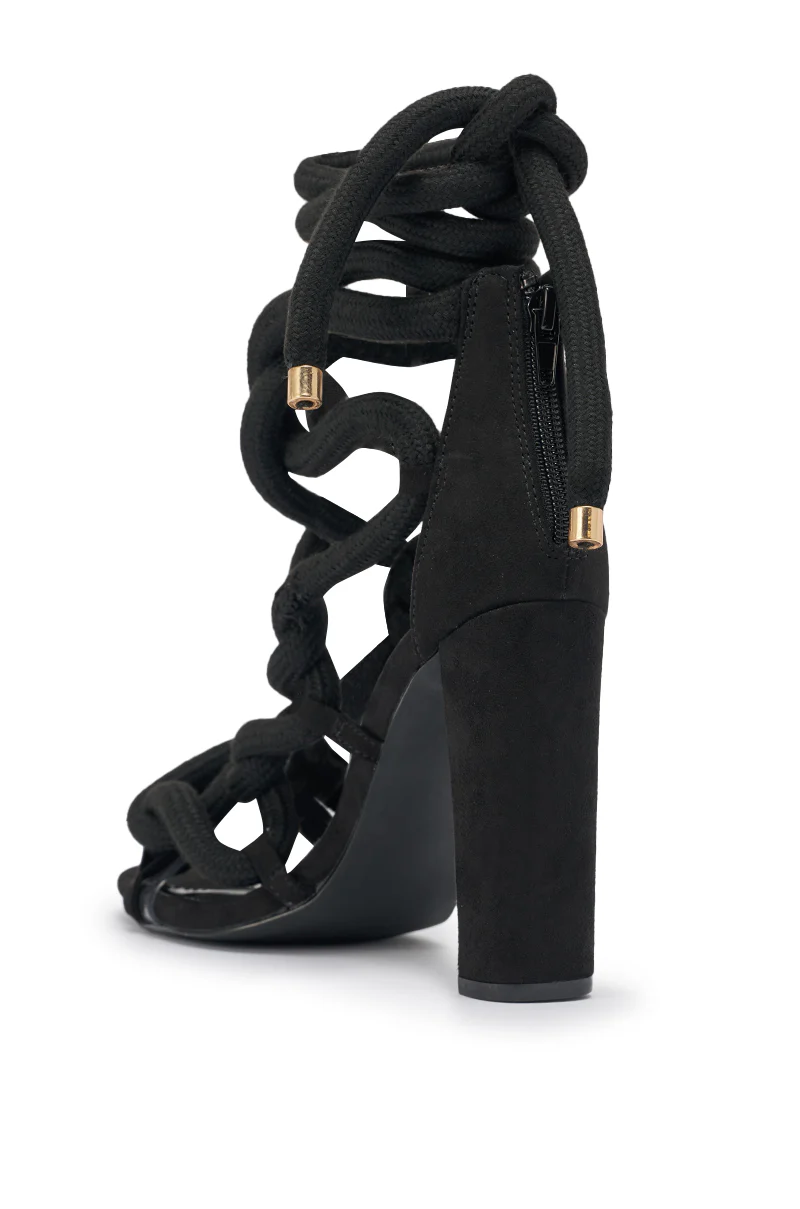 AKIRA GOLD BLACK ROPE STRAP STILETTO SANDAL - Image 7