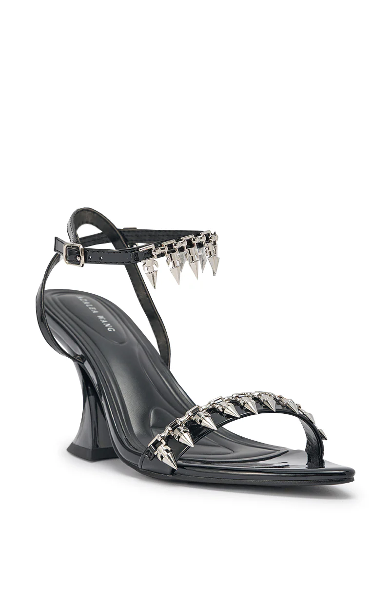 AKIRA GOLD DEMISE SILVER HARDWARE EMBELLISHED CHUNKY STRAPPY SANDAL - Image 6