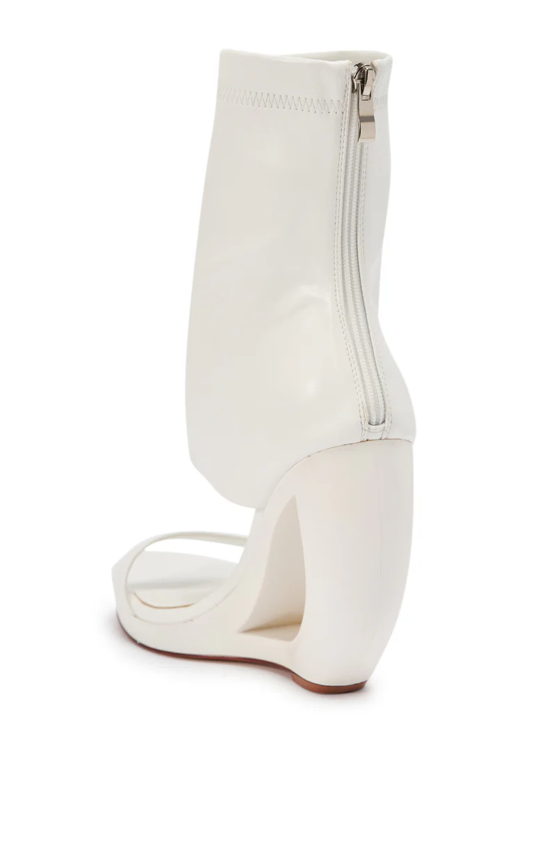 AKIRA GOLD DUMISANI WHITE WEDGE OPEN TOE BOOTIE - Image 6