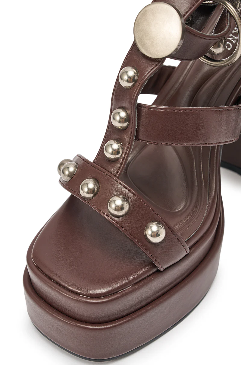 AKIRA GOLD EDIVA CHOCOLATE GLADIATOR CHUNKY SANDAL - Image 8