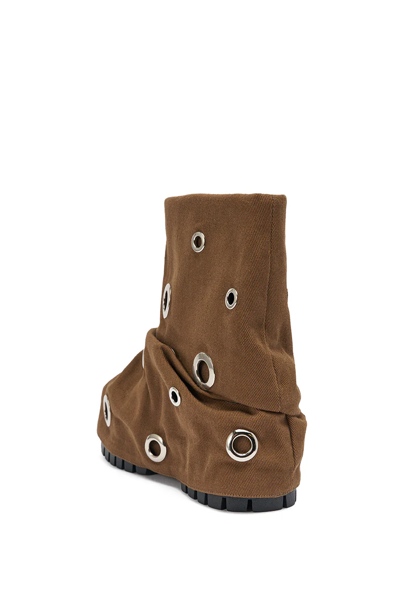AKIRA GOLD FABLE BROWN GROMMET EMBELLISHED FLAT BOOTIE - Image 6
