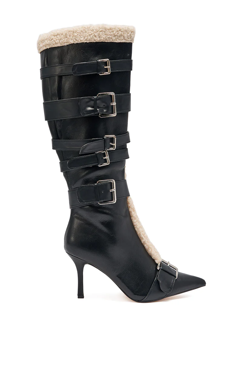 AKIRA GOLD FIERO BLACK PU AND SHERPA BUCKLE - Image 4