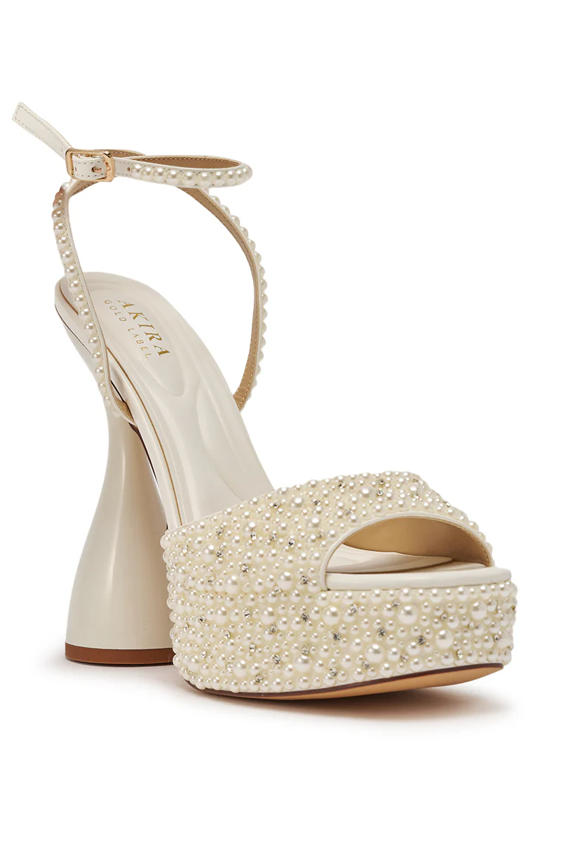 AKIRA GOLD GALINDA WHITE PEARL CHUNKY SANDAL - Image 8