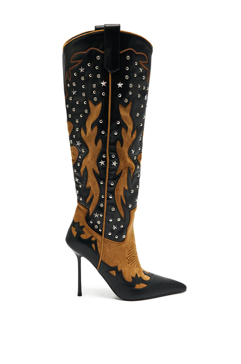 AKIRA GOLD KALPANAS BLACK MULTI STILETTO WESTERN BOOT - Image 5