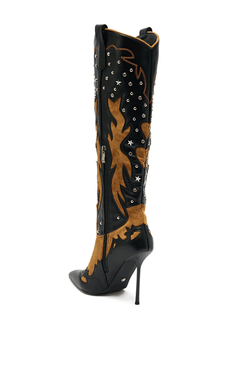 AKIRA GOLD KALPANAS BLACK MULTI STILETTO WESTERN BOOT - Image 7