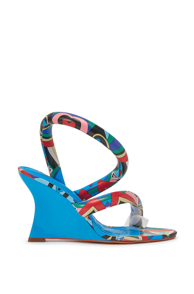 AKIRA GOLD MINORU MULTI PRINTED WEDGE PUFF SANDAL - Image 5