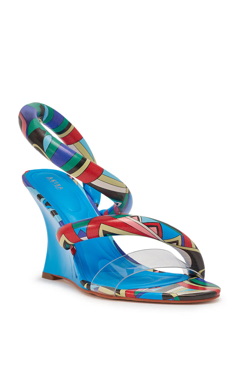 AKIRA GOLD MINORU MULTI PRINTED WEDGE PUFF SANDAL - Image 6