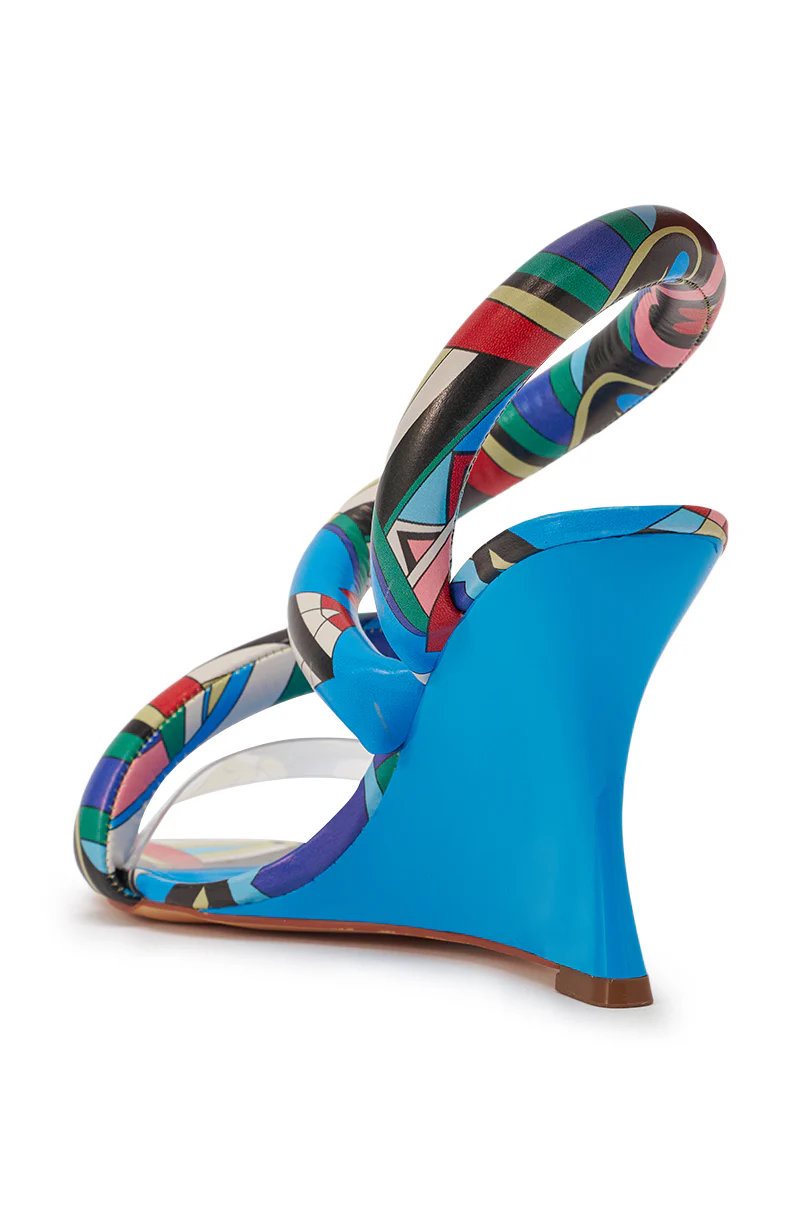AKIRA GOLD MINORU MULTI PRINTED WEDGE PUFF SANDAL - Image 7