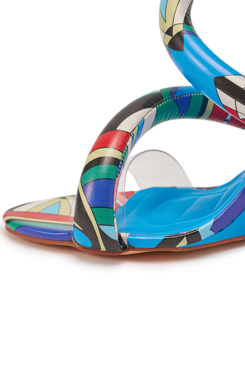AKIRA GOLD MINORU MULTI PRINTED WEDGE PUFF SANDAL - Image 8