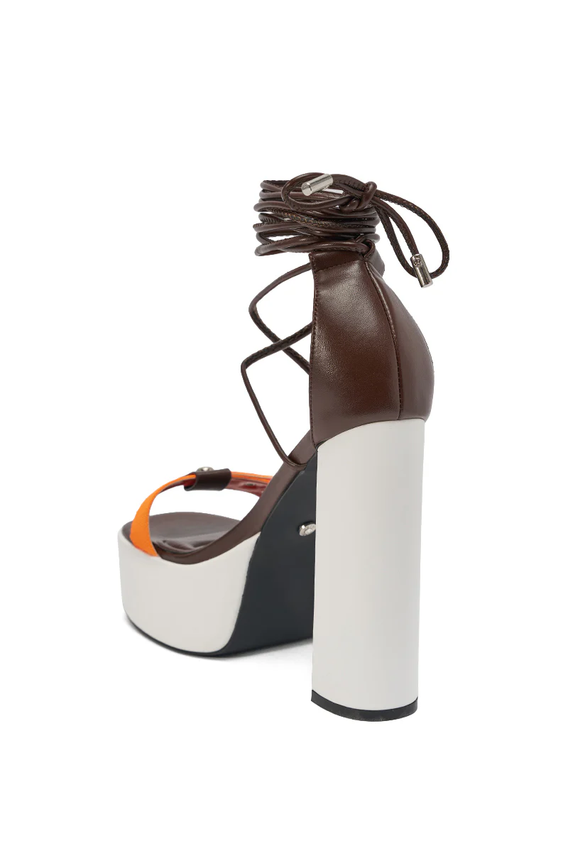 AKIRA GOLD OREA ORANGE MULTI COLORBLOCKED PLATFORM SANDAL - Image 6
