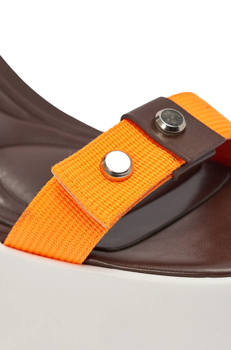 AKIRA GOLD OREA ORANGE MULTI COLORBLOCKED PLATFORM SANDAL - Image 7