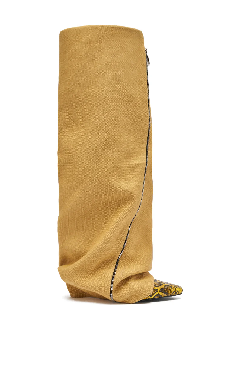 AKIRA GOLD RASHAWN KHAKI AND SNAKE BOOT - Image 4