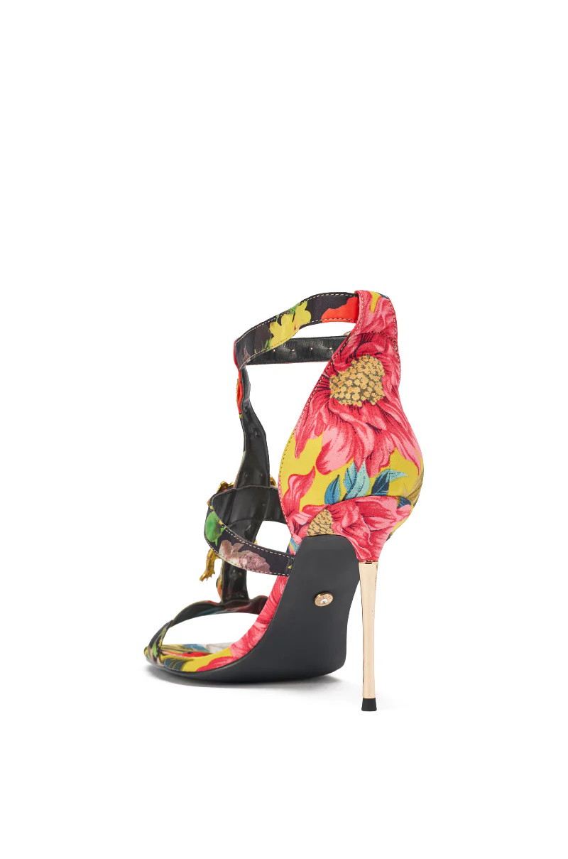 AKIRA GOLD REPTILIAN MULTISATIN STRAP STILETTO SANDAL - Image 8