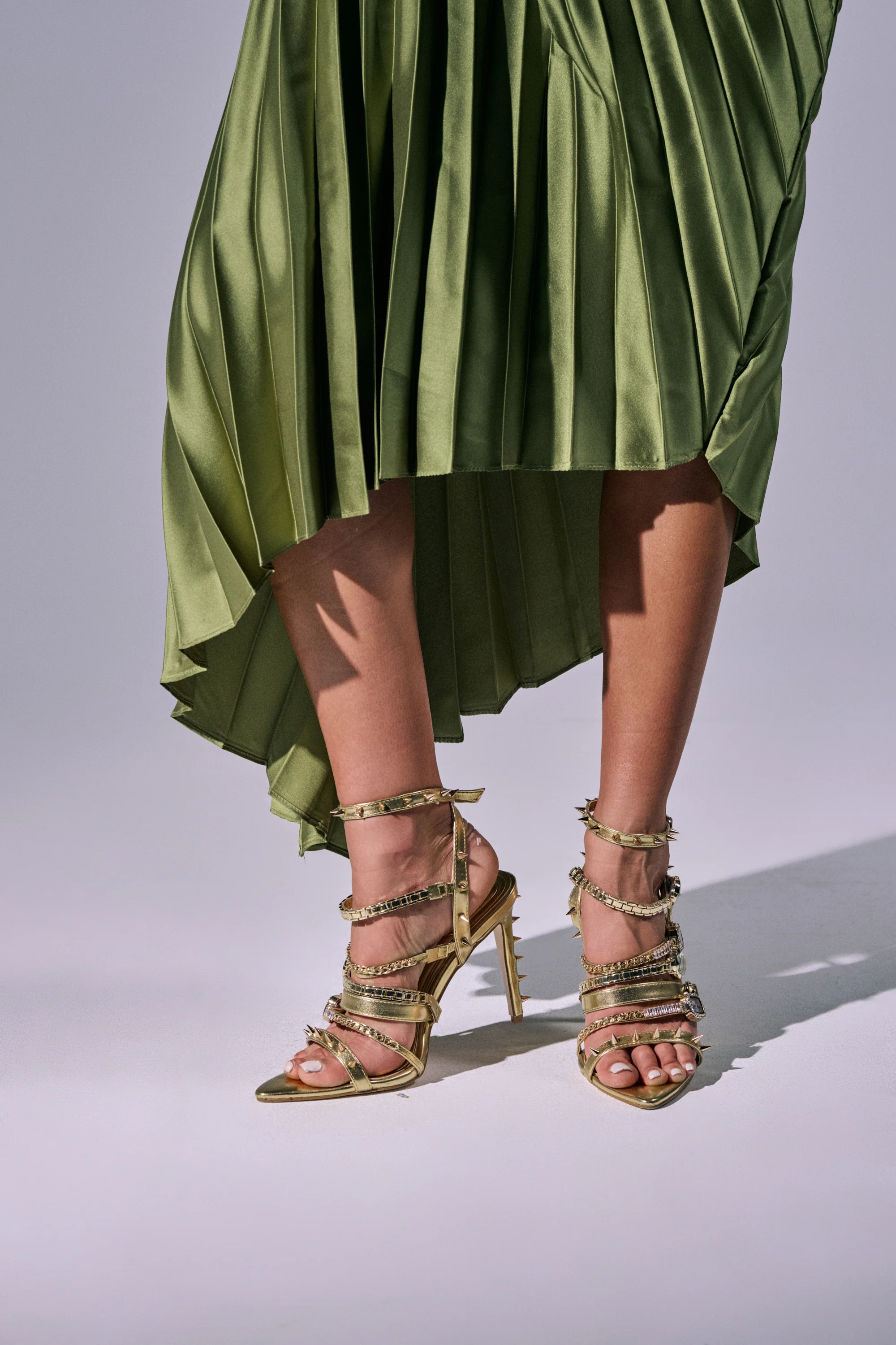 AKIRA GOLD SYDONIC GOLD WATCH STILETTO SANDAL - Image 4
