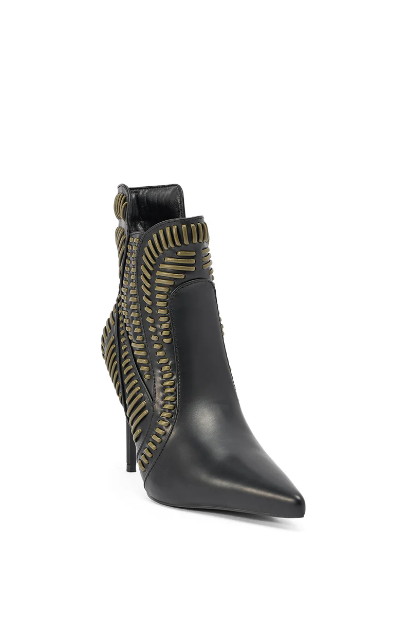 AKIRA GOLD WEAVER BLACK AND OLIVE BOOTIE - Image 6