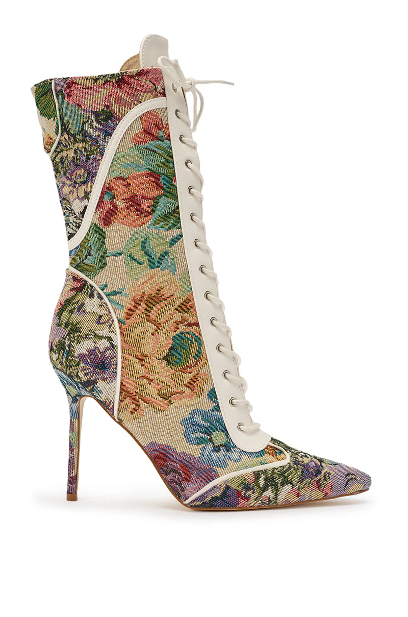 AKIRA GOLD ZOLA MULTI FLORAL STILETTO BOOTIE - Image 8