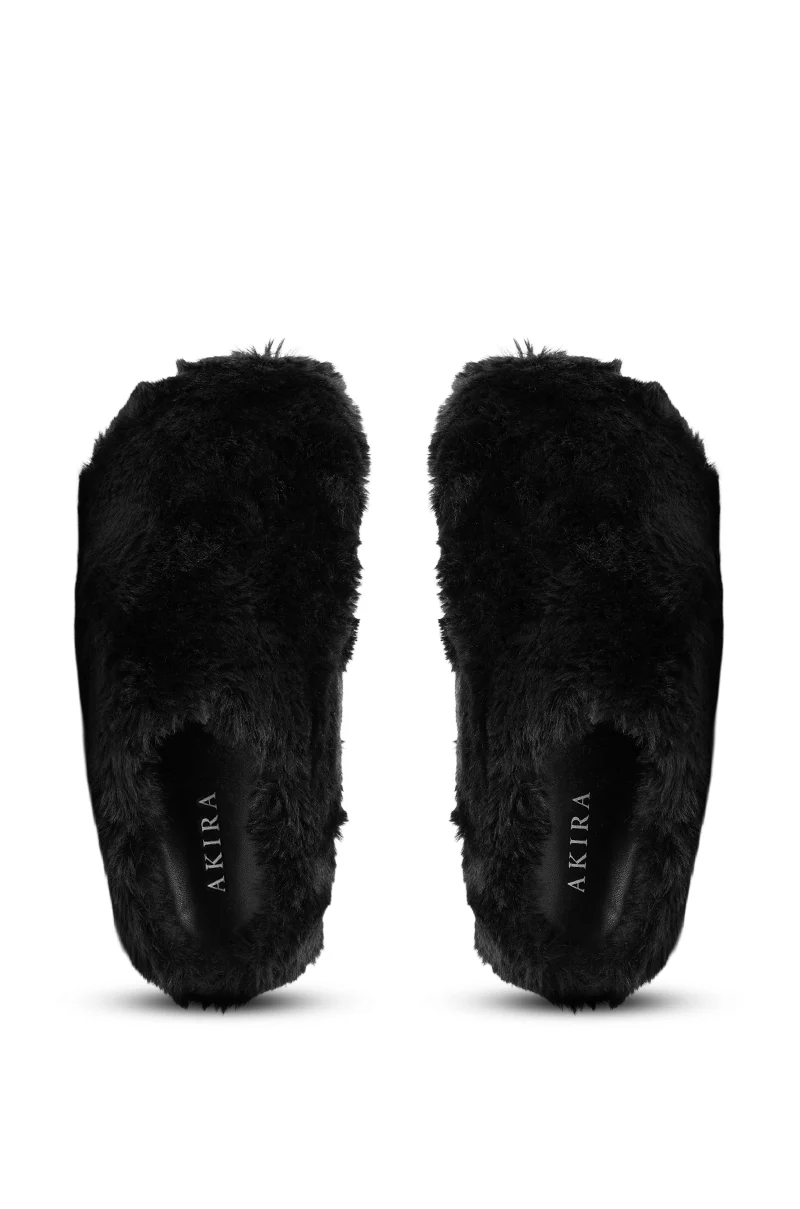 AKIRA RHYS BLACK FUZZY FLAT - Image 4