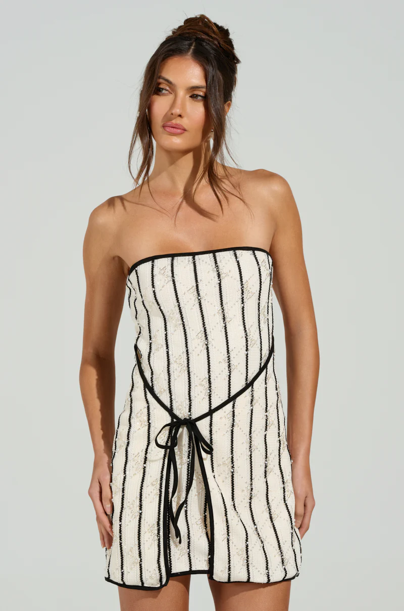 ALIX STRIPED MINI DRESS WITH TIE FRONT - Image 5