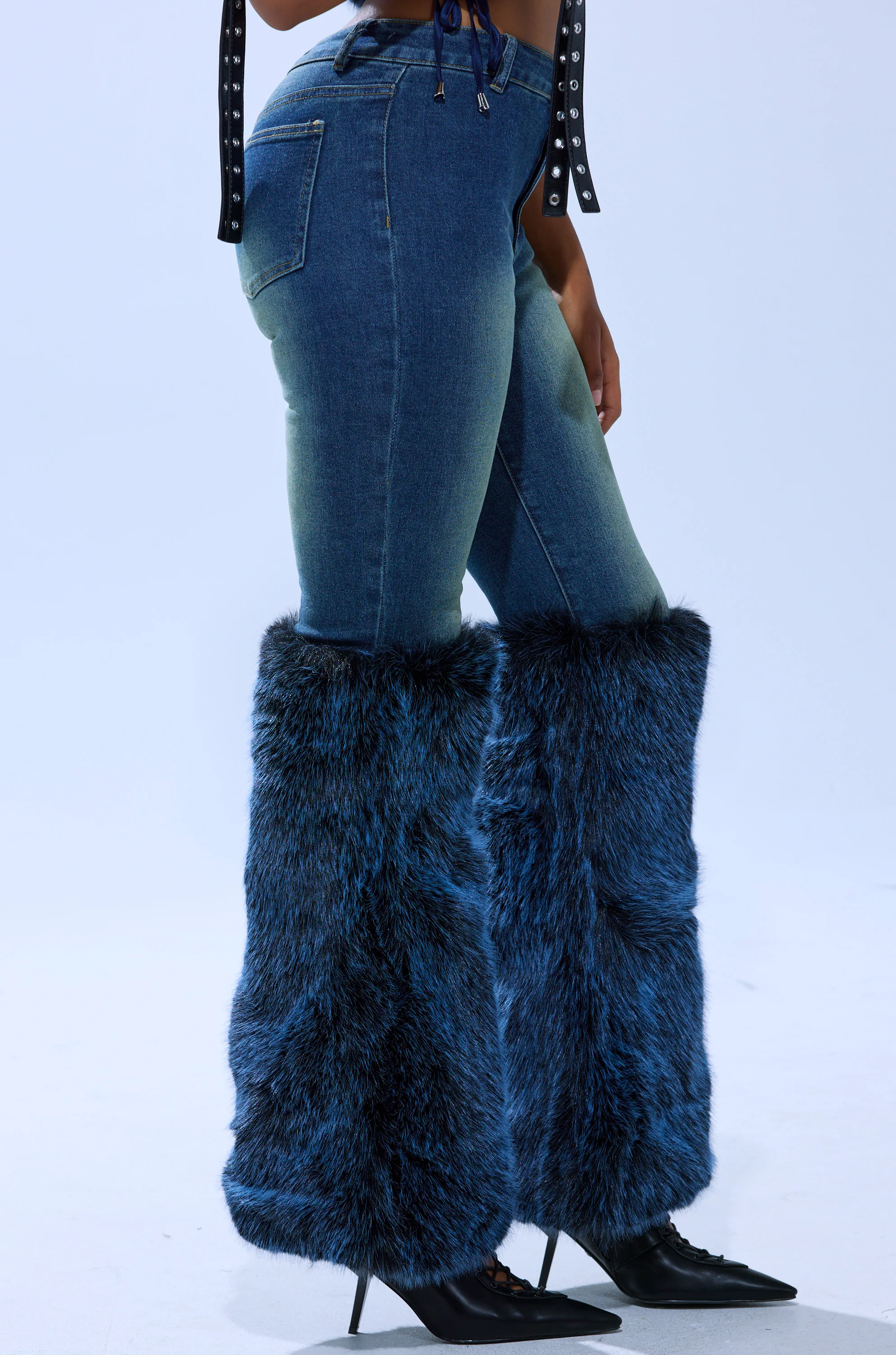 ALL A DREAM DENIM PANT WITH FUR CUFFS - Image 4