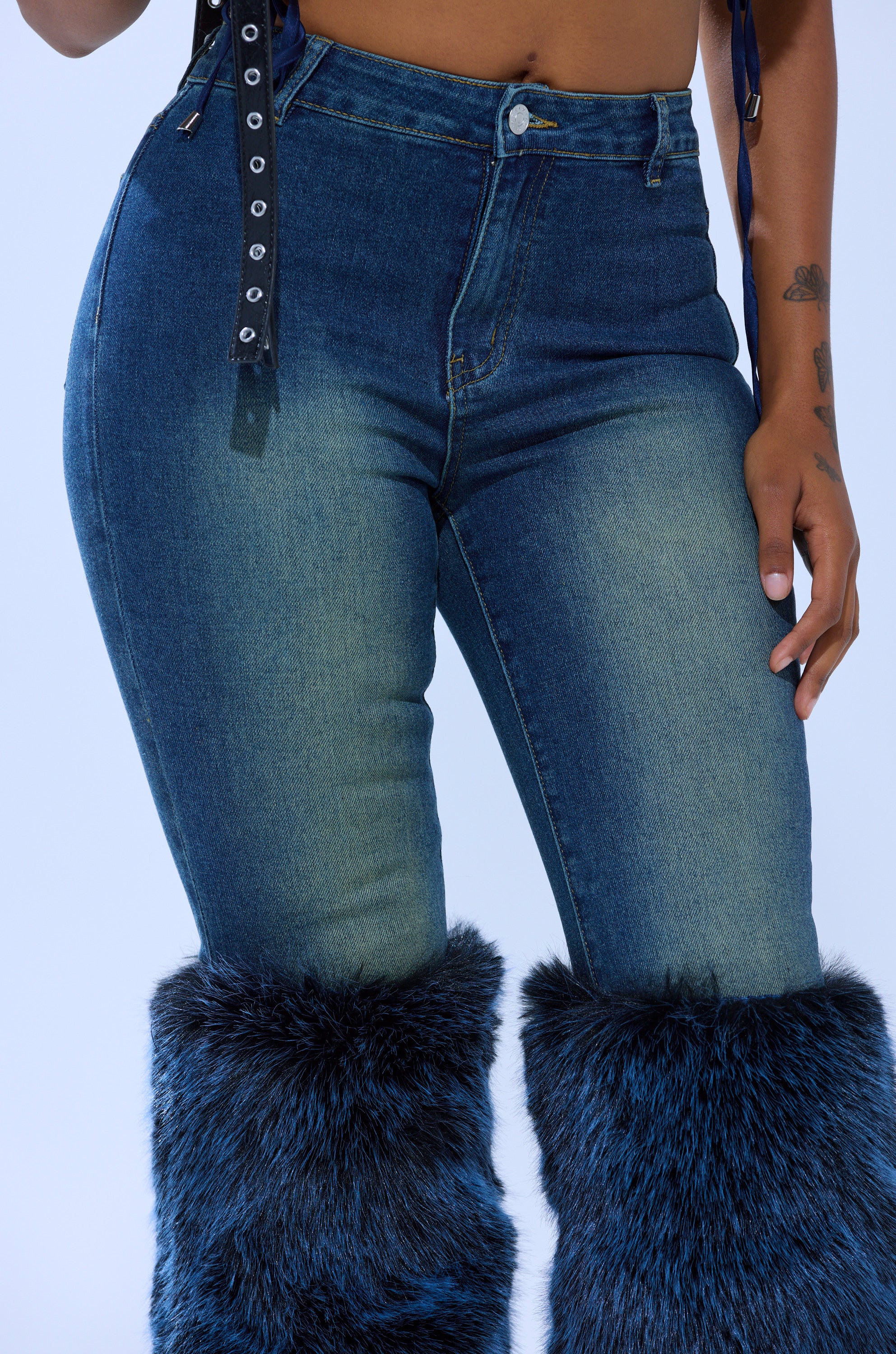 ALL A DREAM DENIM PANT WITH FUR CUFFS - Image 7