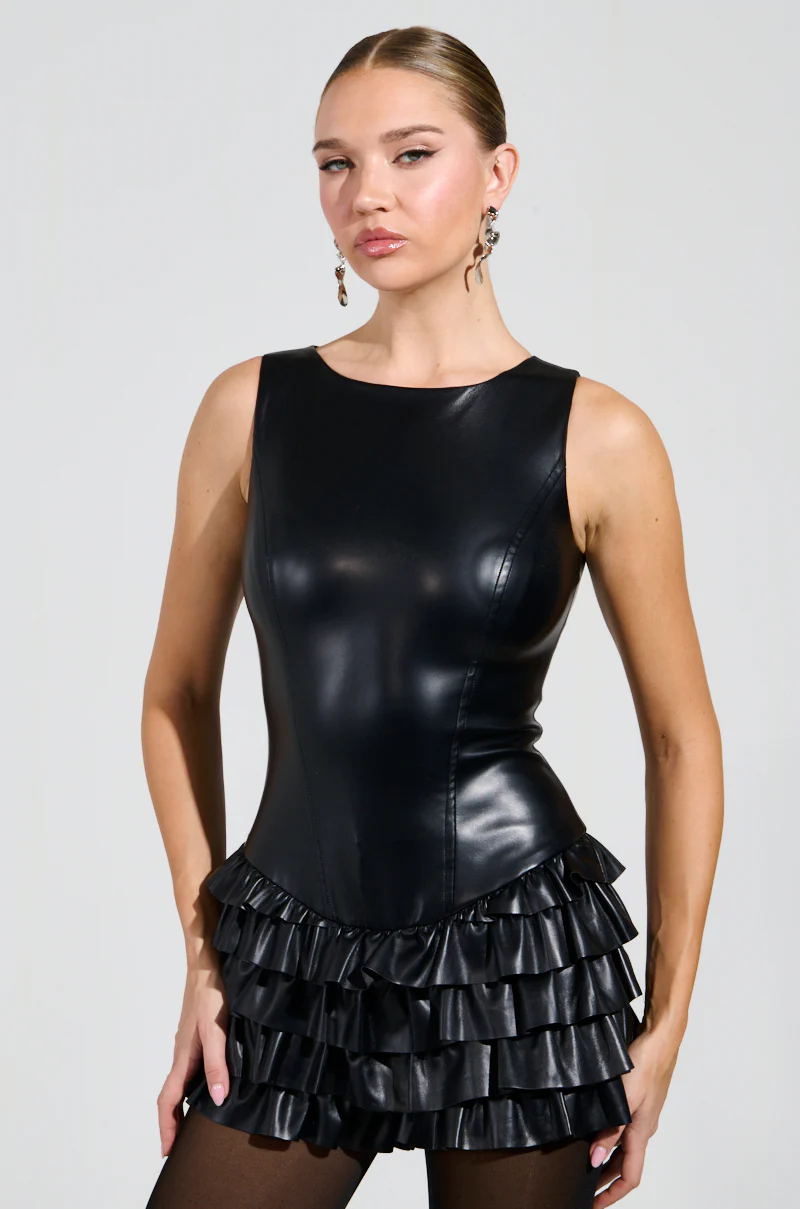 ALL EYES ON ME RUFFLE PU ROMPER - Image 2