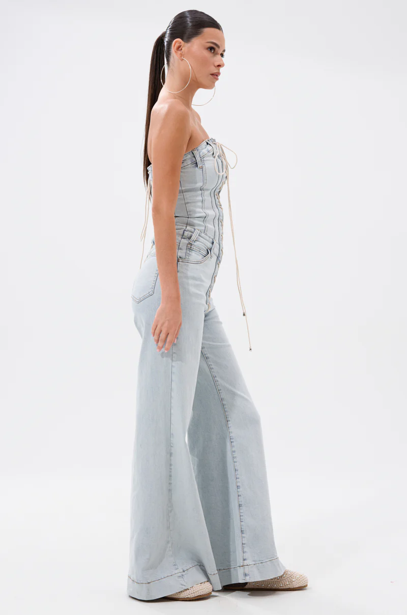 ALL IN THE DETAILS DENIM LACE UP JUMPSUIT - Image 4